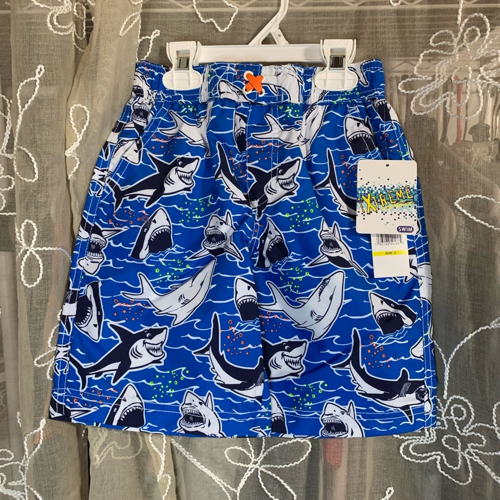 Kids Xtreme Shark Print Swim Shorts